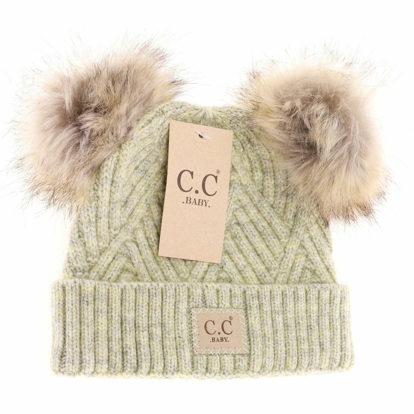 C.C Large Patch Newborn Knit Hat- Baby2060PomPom