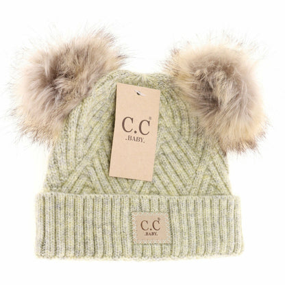 C.C Large Patch Newborn Knit Hat- Baby2060PomPom