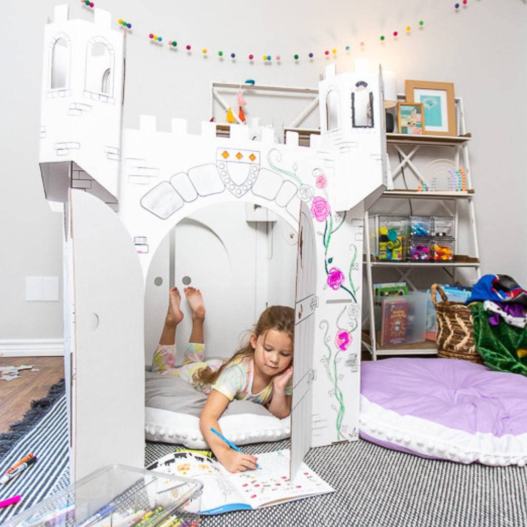 Fairy Tale Castle Coloring Cardboard Playhouse Toy for Kids
