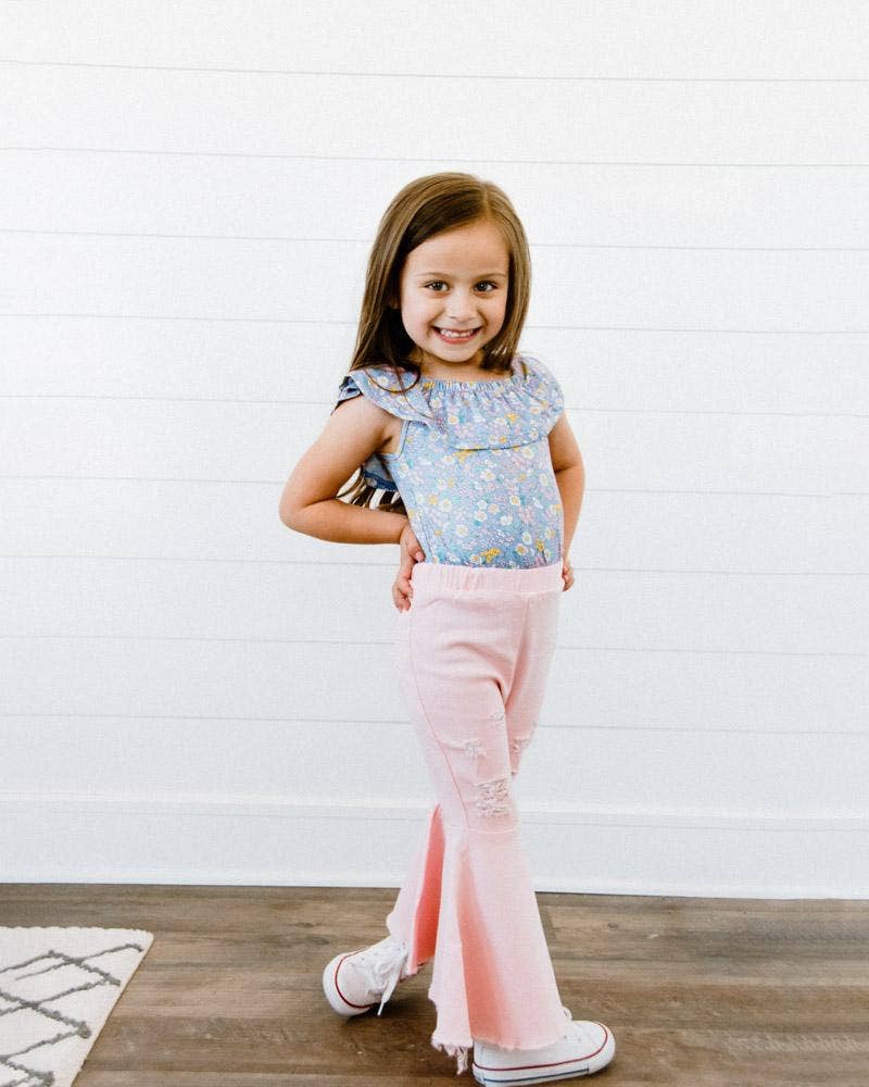 Barbie Denim Bell Bottoms - Distressed Pink