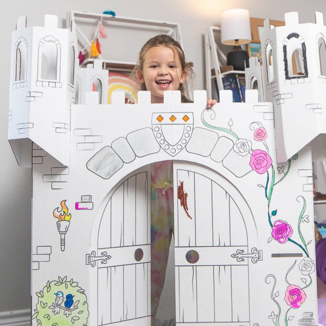 Fairy Tale Castle Coloring Cardboard Playhouse Toy for Kids