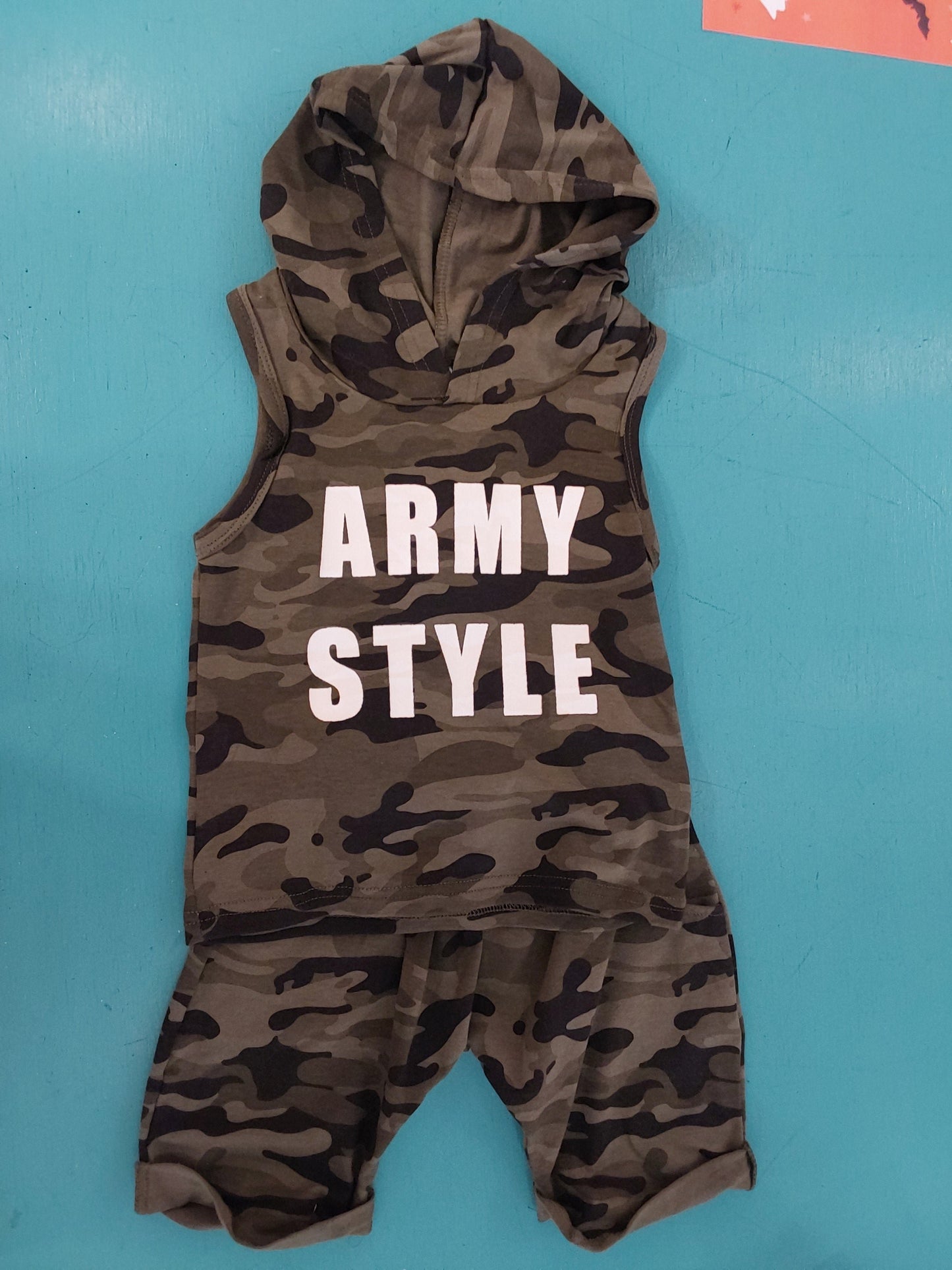 Army Style Sleeveless Camo Set