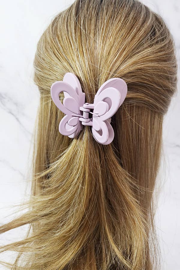 Matte Color Butterfly Hair Claw Clip