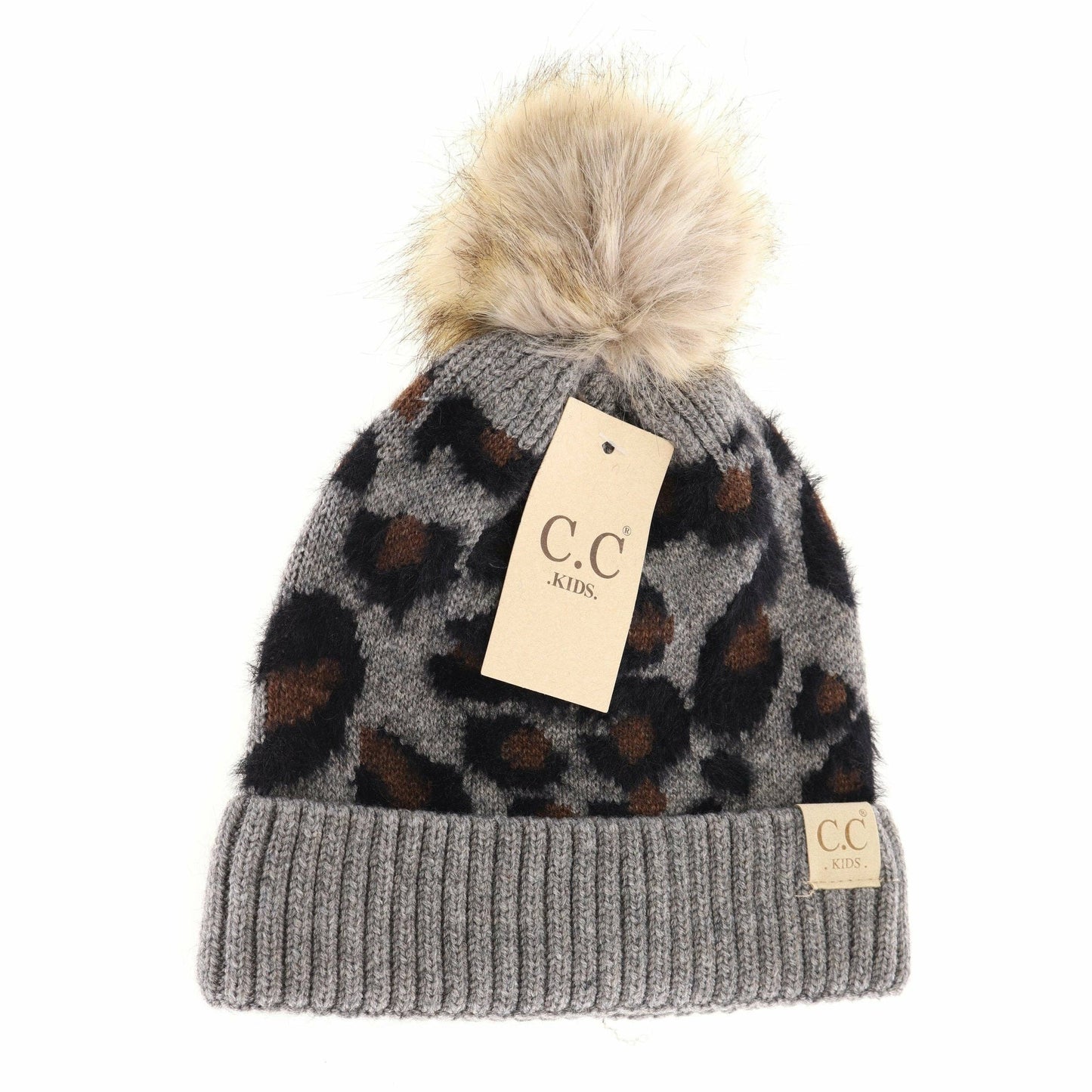 Kids Leopard Pom C.C Beanie for Children