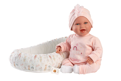 16.5" Articulated Newborn Doll Mimi with Bed Cushion