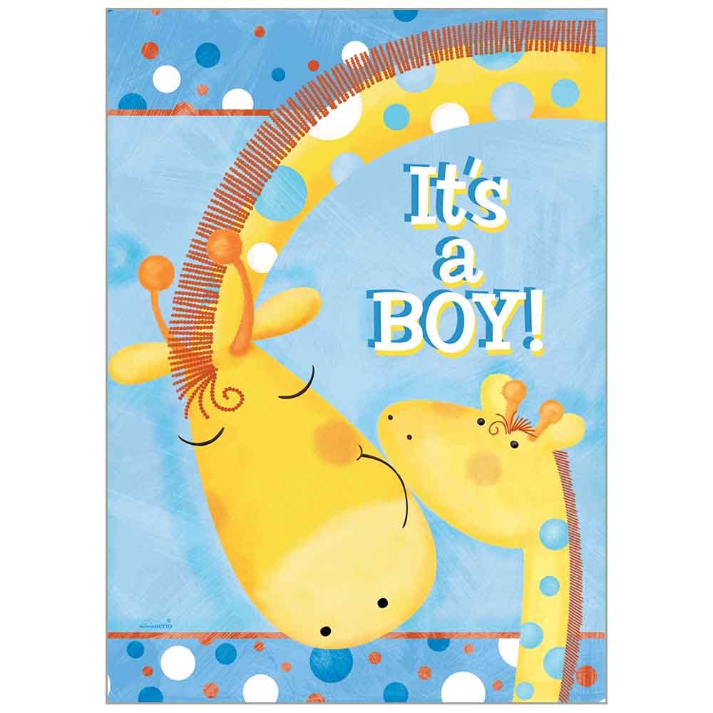 Blue Boy Giraffe - Baby Congratulations Value Card