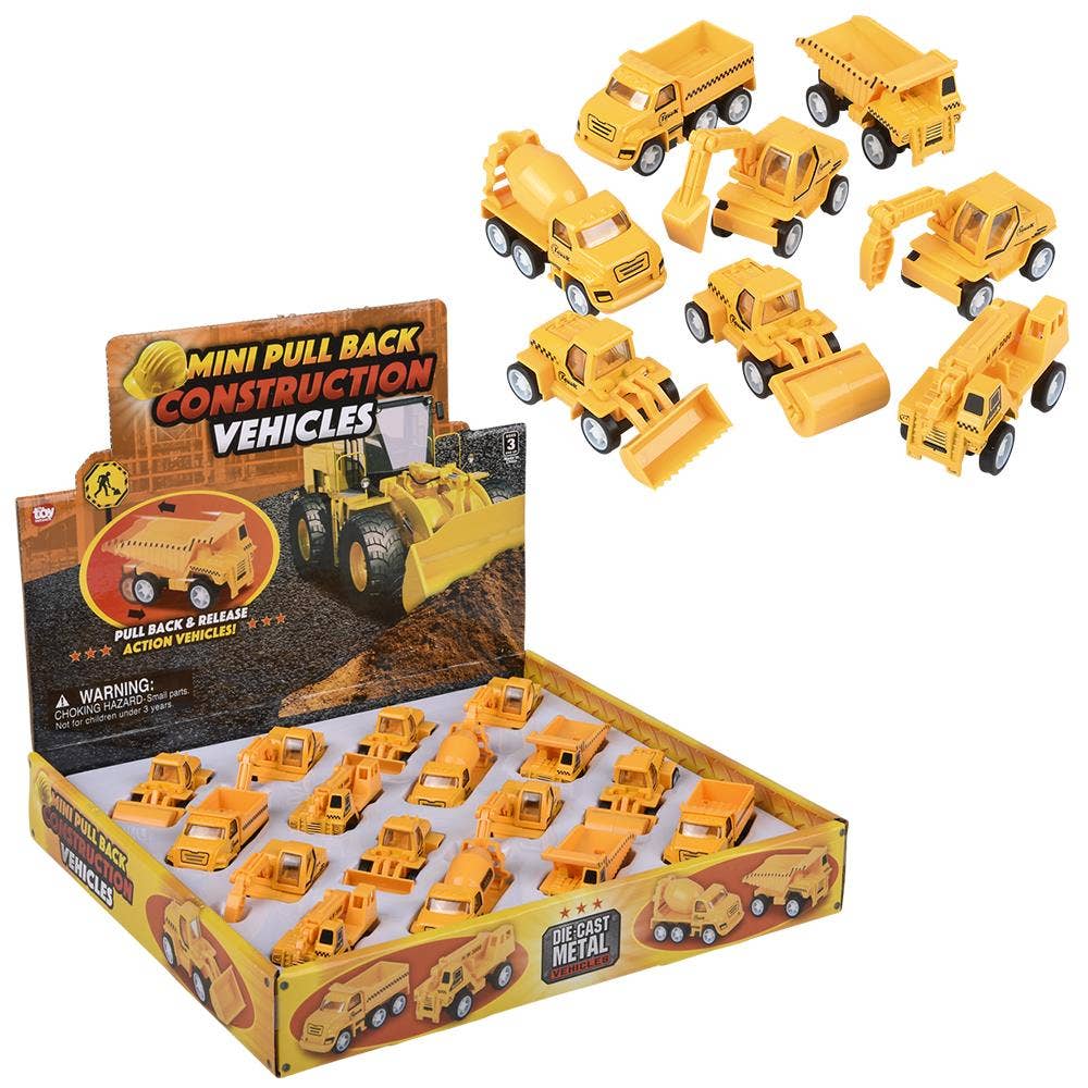 2.5" Mini Diecast Pull Back Construction Vehicle