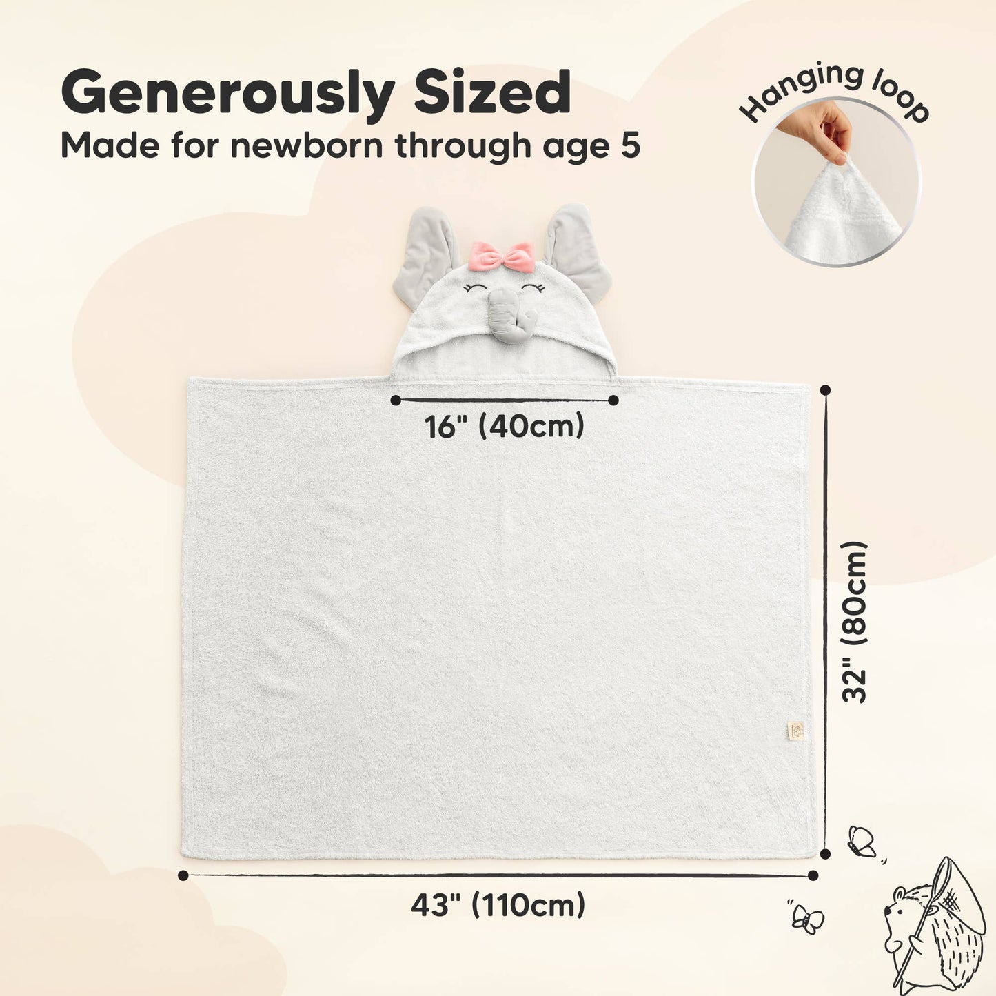 Playpals Hooded Baby Bath Towels for Newborn-Ella