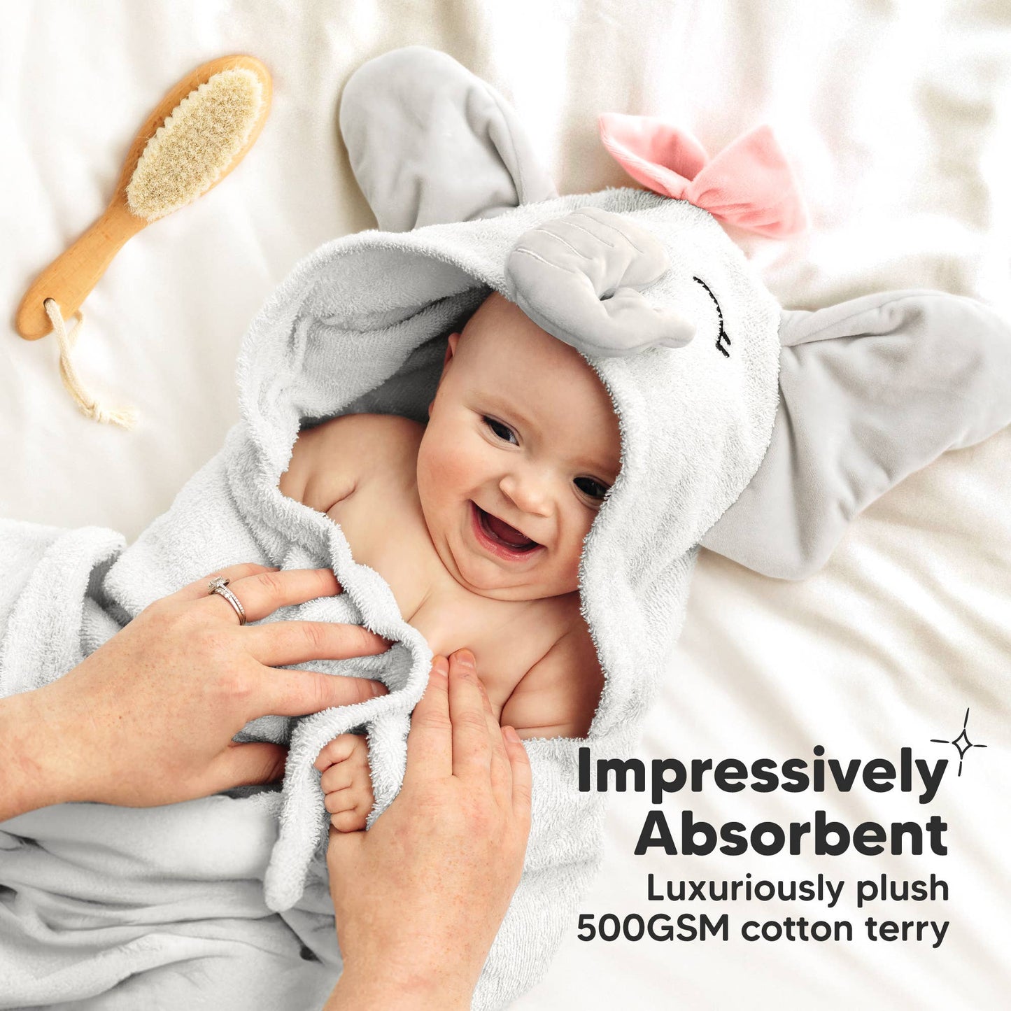 Playpals Hooded Baby Bath Towels for Newborn-Ella