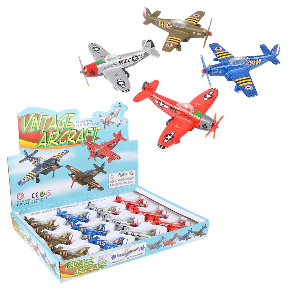 5" Diecast Pull Back Vintage Plane