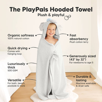 Playpals Hooded Baby Bath Towels for Newborn-Ethan