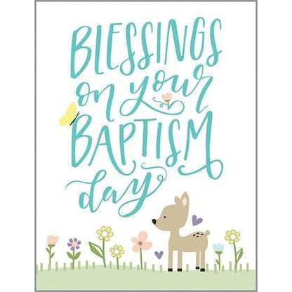 With Scripture Religious Greeting Card - Baptism Flowers