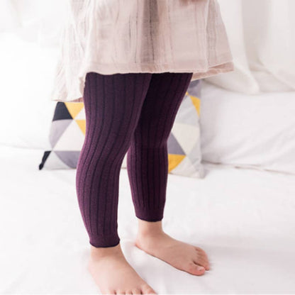 Baby Multi Color Solid Ribbed Tights Leggings