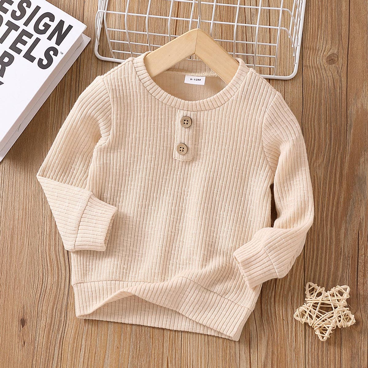 White or Apricot Knitted Long-sleeve Top