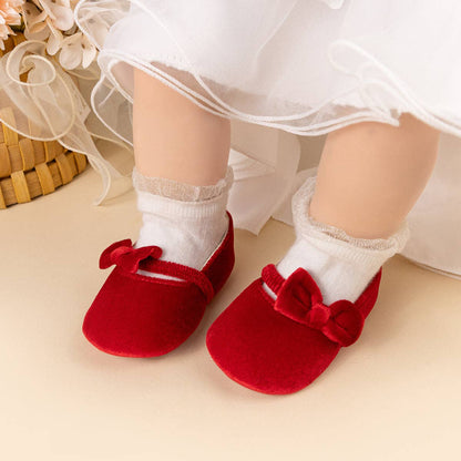 Red Velvety Baby Shoes