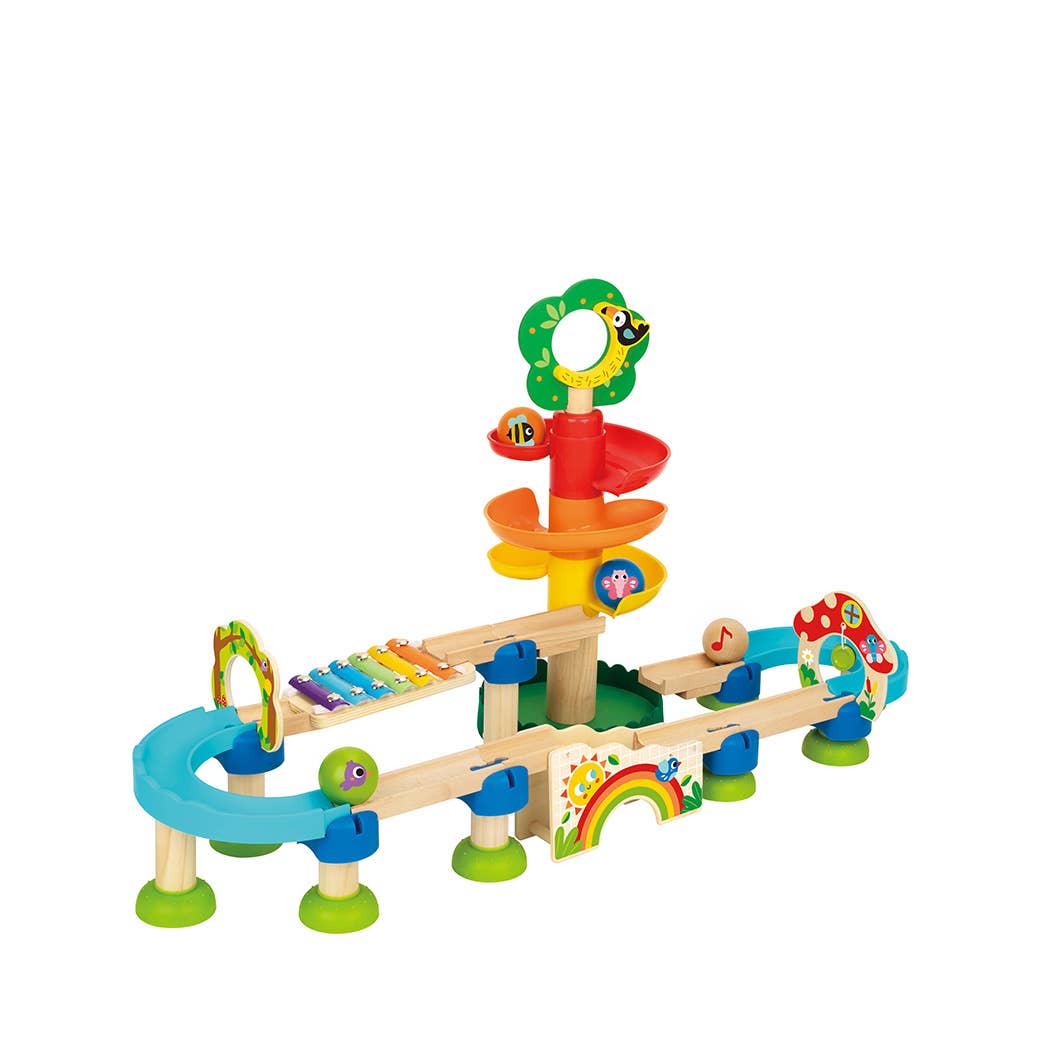 Wooden ball drop track set