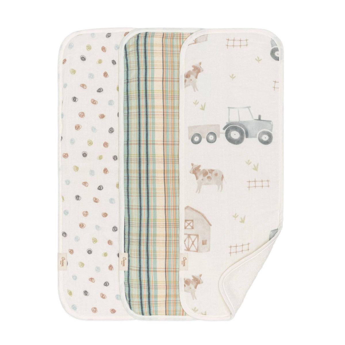 Charlie 3-pc. Farmhouse Tractor Burp Cloth Set