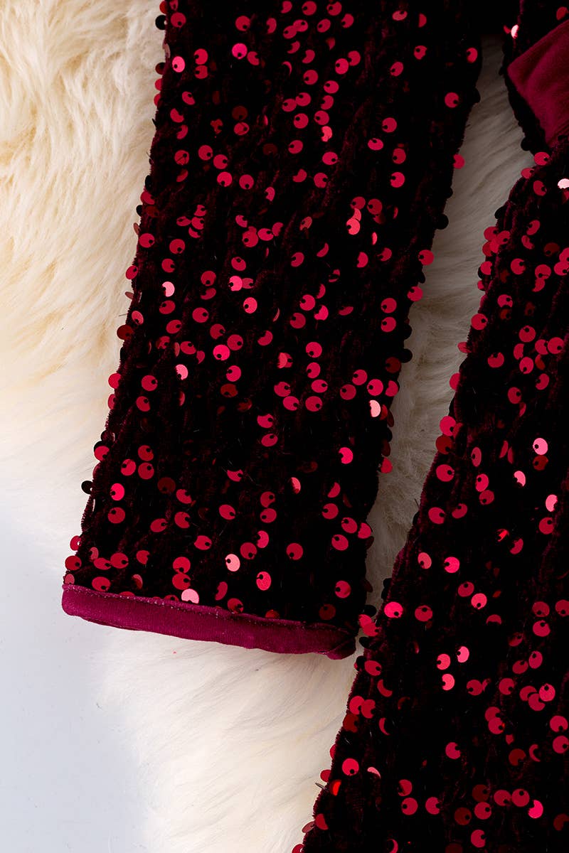 Little Lady Wine Sequins Dress