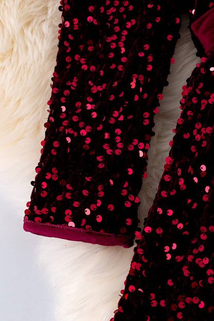 Little Lady Wine Sequins Dress