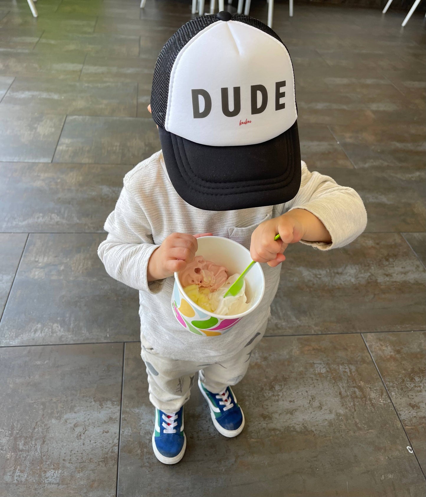 Dude White/Black Trucker Hat