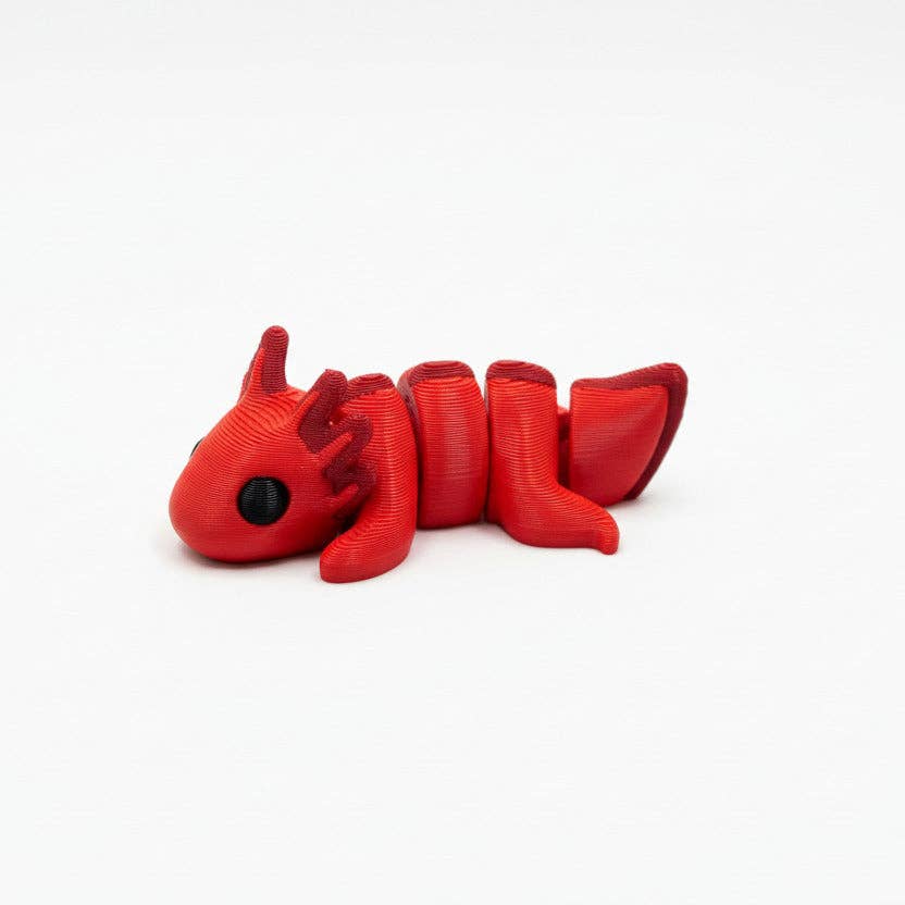 Axolotl (Red) • Mini 3D Printed Articulated Animal • Flexi Animals • Pocket Pets • Pocket Pals • Desk Pets [#29]*