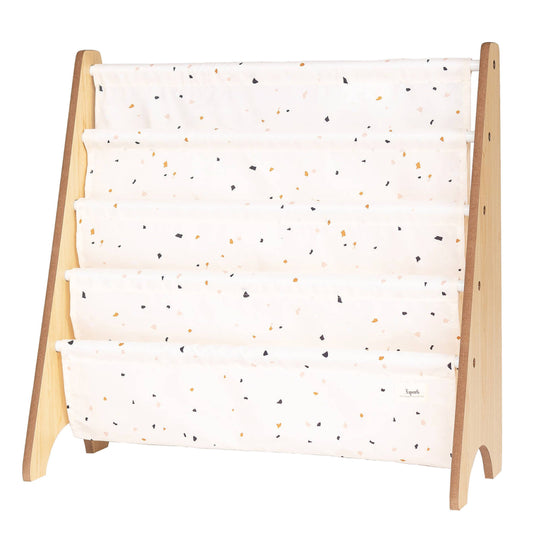 Recycled Fabric Kids Book Rack - Terrazzo Colors: Light Gray Terrazzo