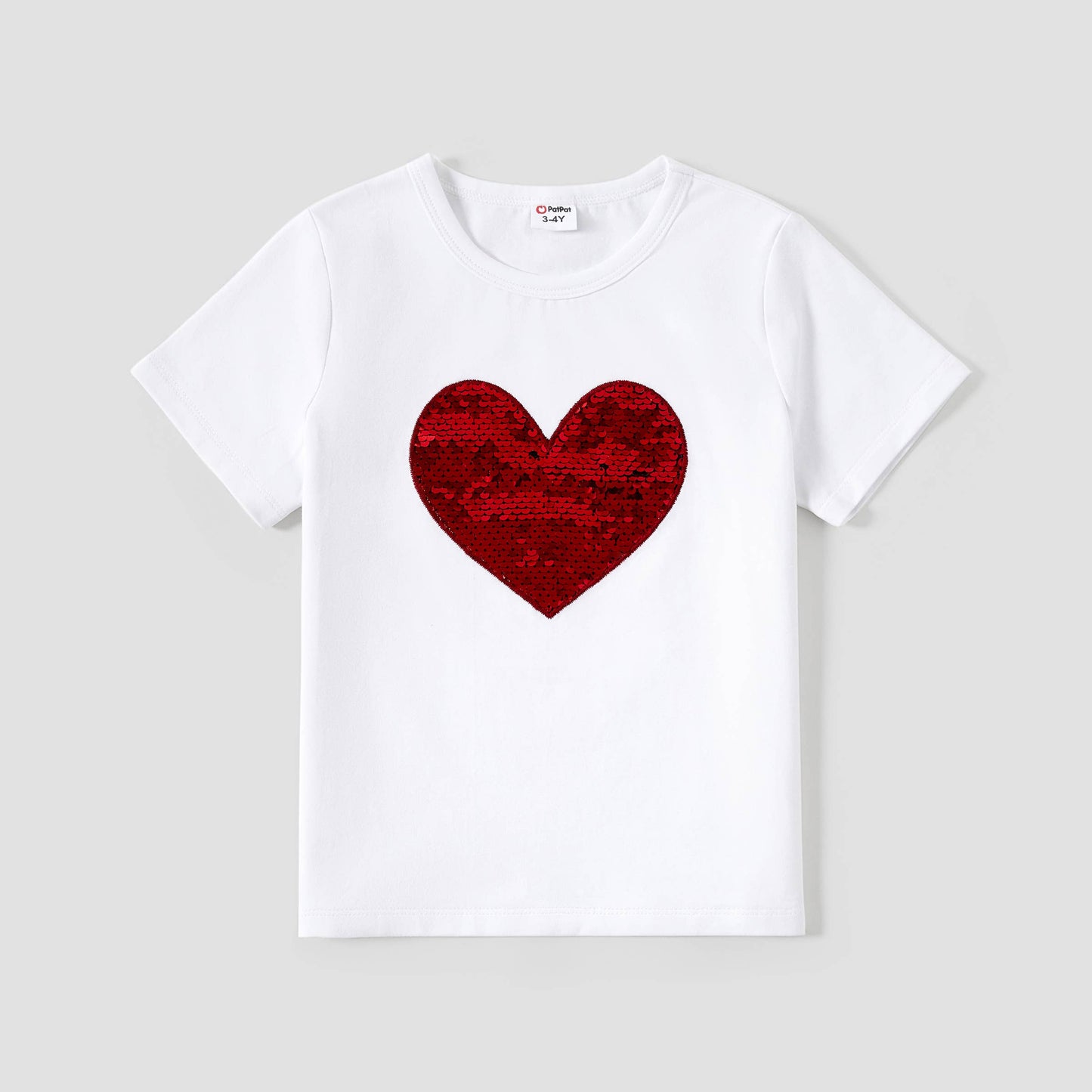 Valentine's Heart Pattern Sparkling Embellished T-shirt Tops