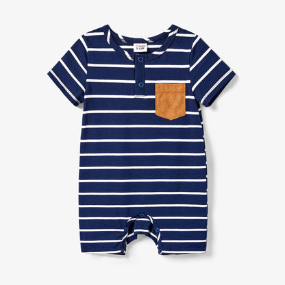 Navy Striped Bodysuit with snaps