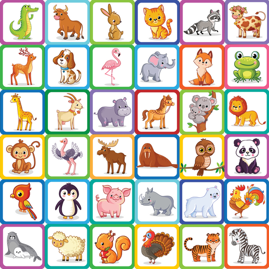 Animals Memory Match Game (Set of 72 cards)