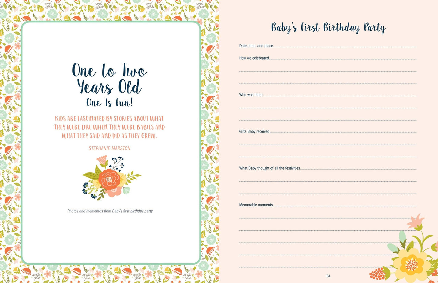 Baby's Book: The First Five Years Floral