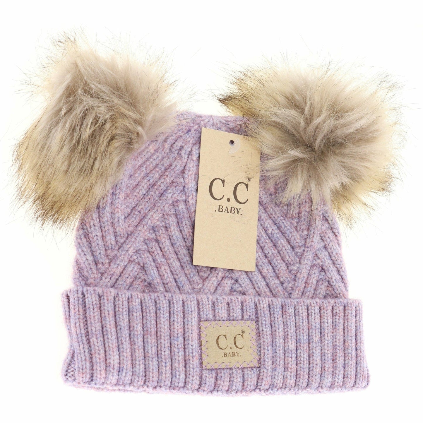 C.C Large Patch Newborn Knit Hat- Baby2060PomPom