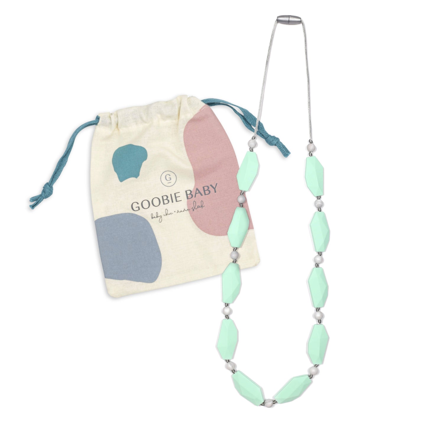 Naomi Teething Necklace - Mint/Marble