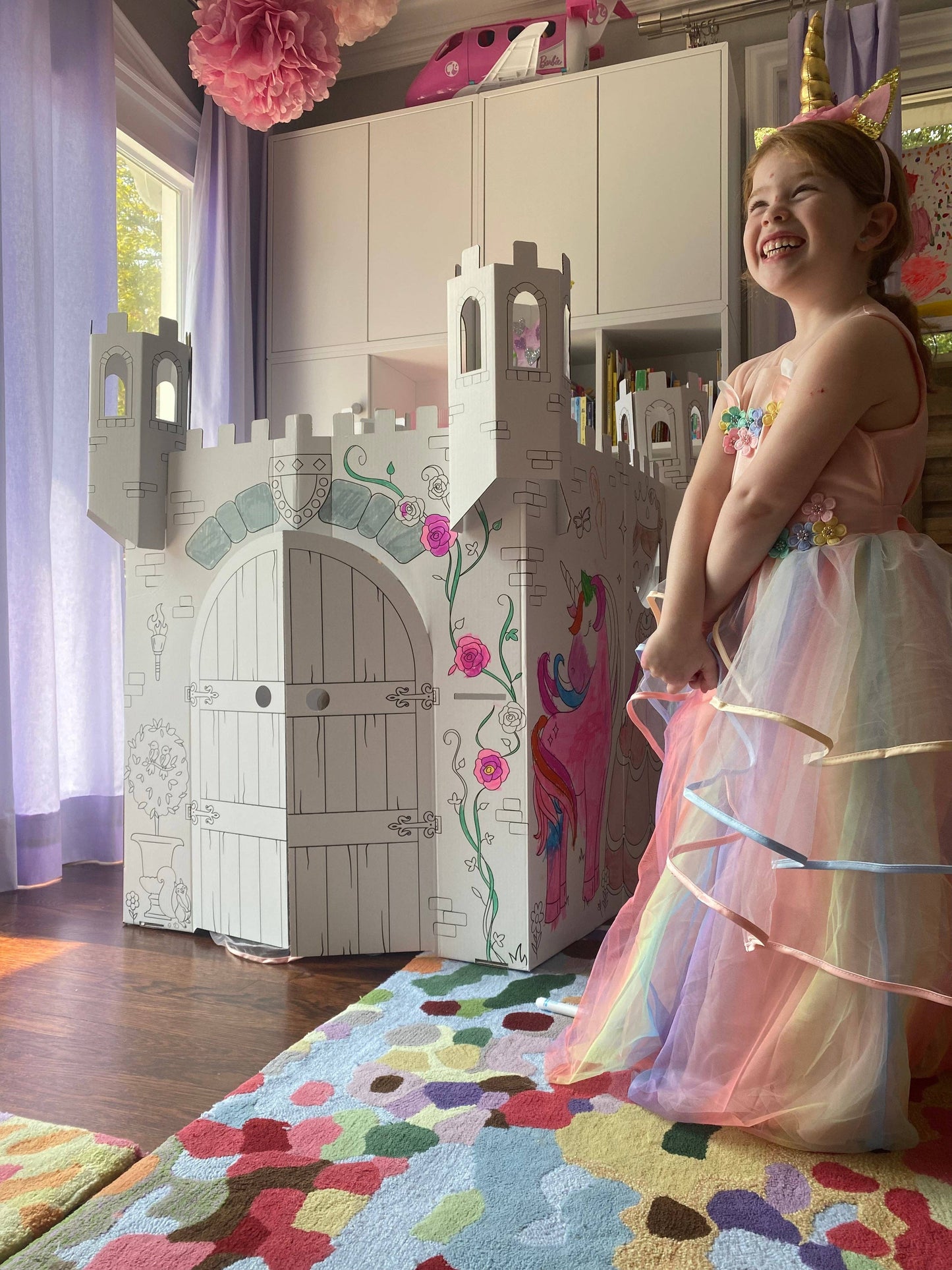 Fairy Tale Castle Coloring Cardboard Playhouse Toy for Kids