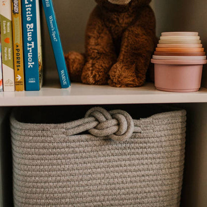 Rope Cube Storage Basket - Gray