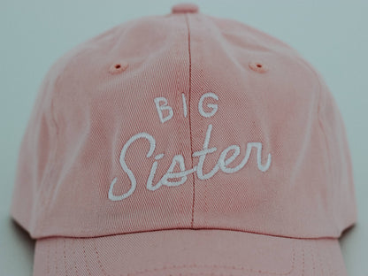 Big Sister Pink Twill Hat • Modern Girls Cap for New Sisters