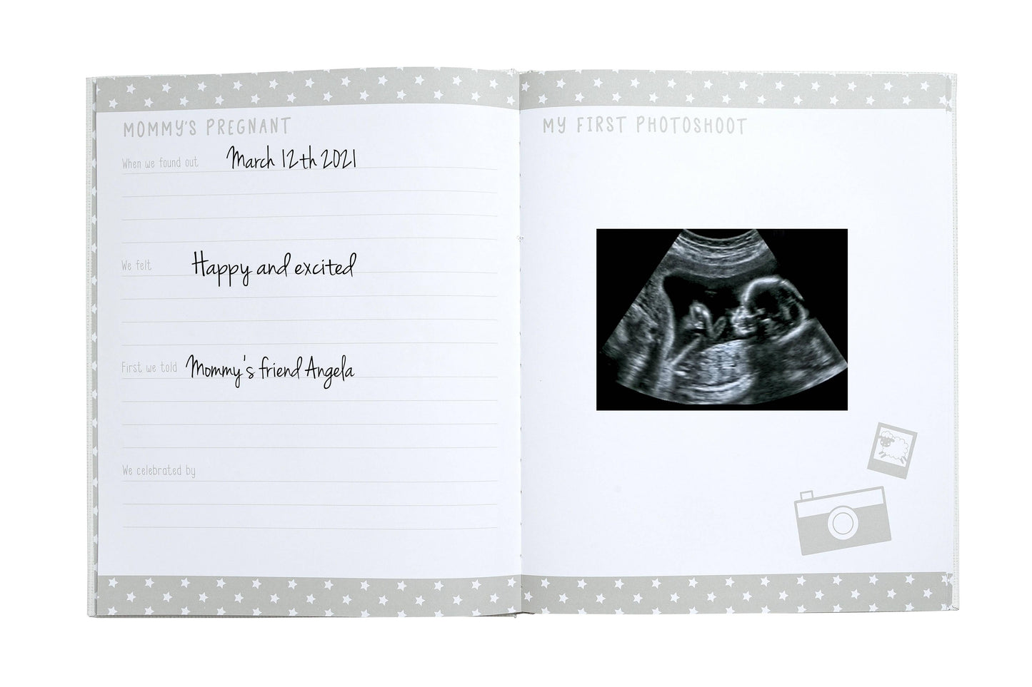 Linen Memory Babybook and Ink Pad, Gray