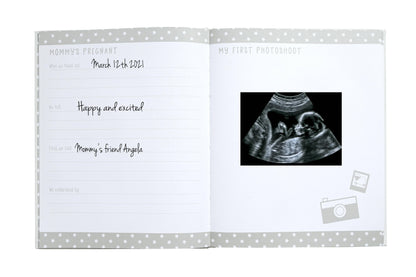 Linen Memory Babybook and Ink Pad, Gray