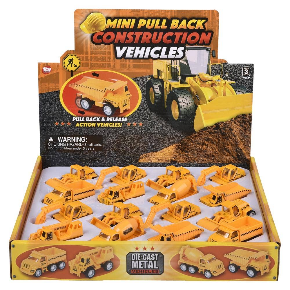 2.5" Mini Diecast Pull Back Construction Vehicle