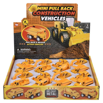 2.5" Mini Diecast Pull Back Construction Vehicle