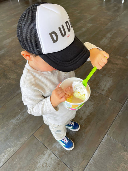 Dude White/Black Trucker Hat