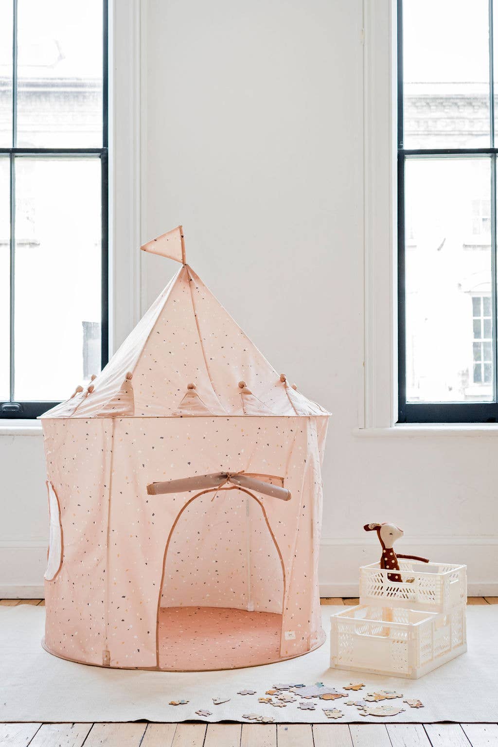 Recycled Fabric Play Tent Castle - Terrazzo Colors: Terrazzo Beige