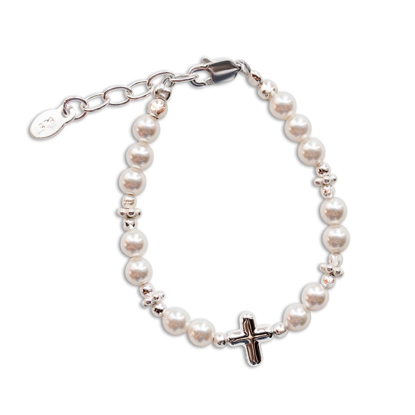 Kids Sterling Silver Cross Bracelet Baptism & Communion Gift