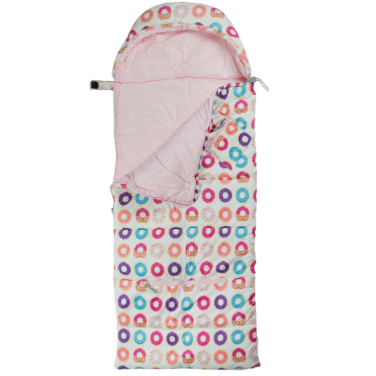 Sleep-n-Pack: Packable Little Kid's Sleeping Bag & Backpack, Cozy Mink, Donuts
