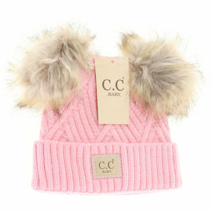 C.C Large Patch Newborn Knit Hat- Baby2060PomPom