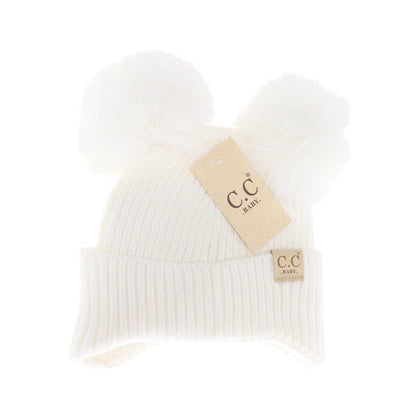 BABY Ear Flap Double Pom C.C Beanie