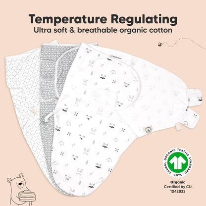 3pk Soothe Baby Swaddles, Sleep Sack for Newborns: Nordic/Large