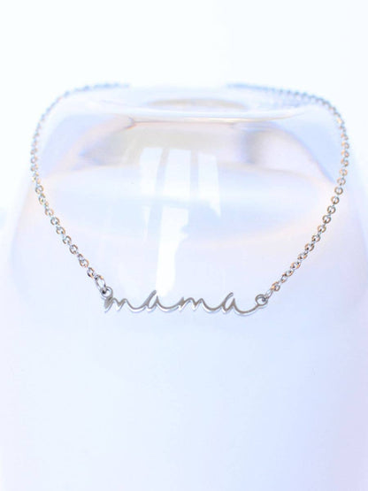 Mama dainty word necklace cursive gift silver gold