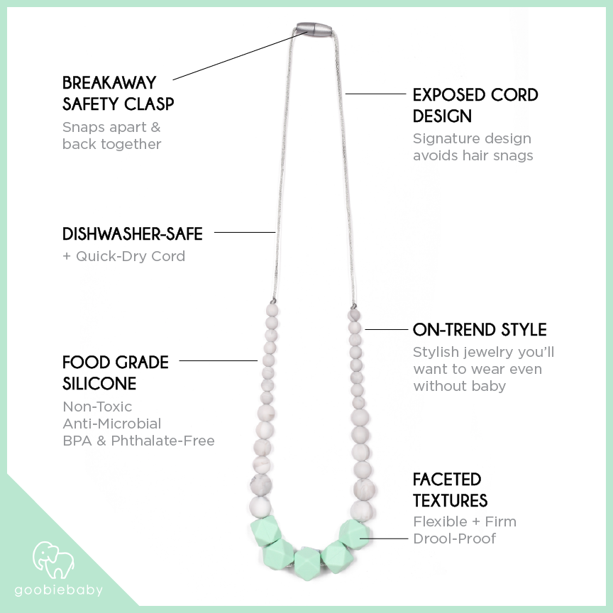 Madison Teething Necklace - Marble/Mint