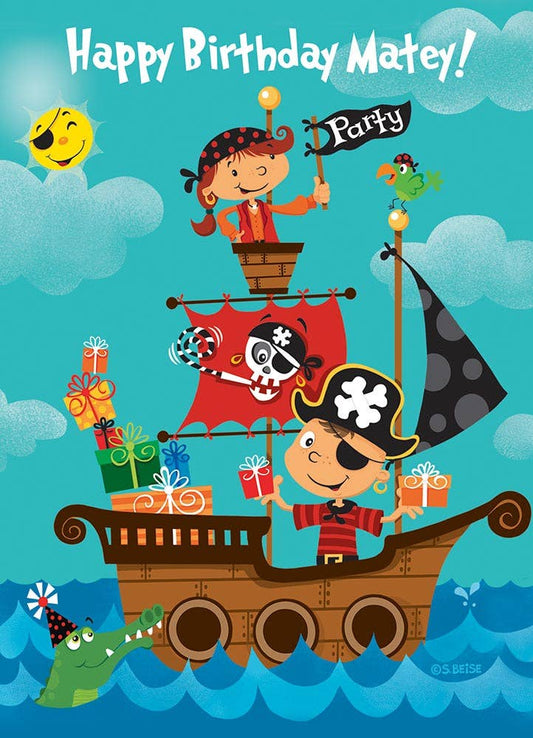 Pirate with Gifts - Juvenile Birthday Value Card
