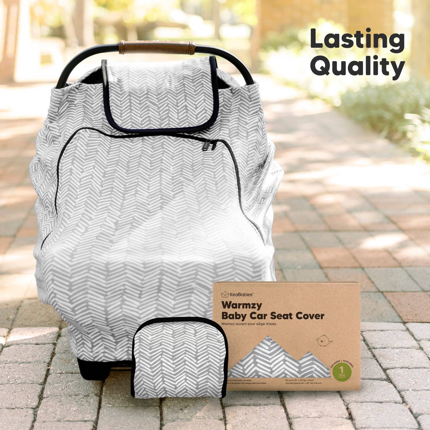 KeaBabies Warmzy Baby Carseat Cover (Herringbone)